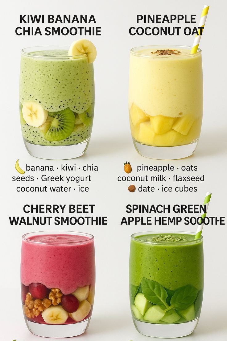 4 Healthy Smoothie Recipes for Energy, Digestion & Daily Nutrition